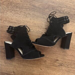 Alexandre Birman Black Lace-Up Heels size 36 1/2